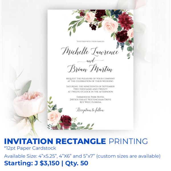rectangular invitation printing and designs