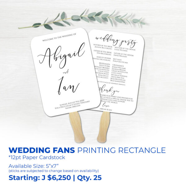 rectangle shaped wedding fans