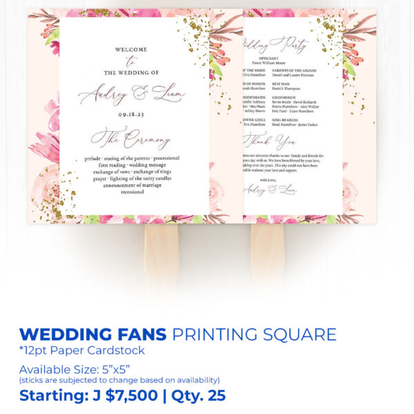 square sha[ed wedding fans